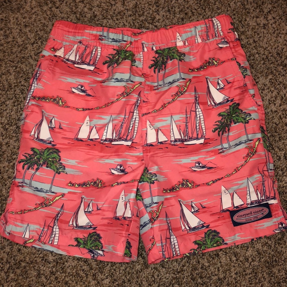Vineyard Vines boys swim trunks.